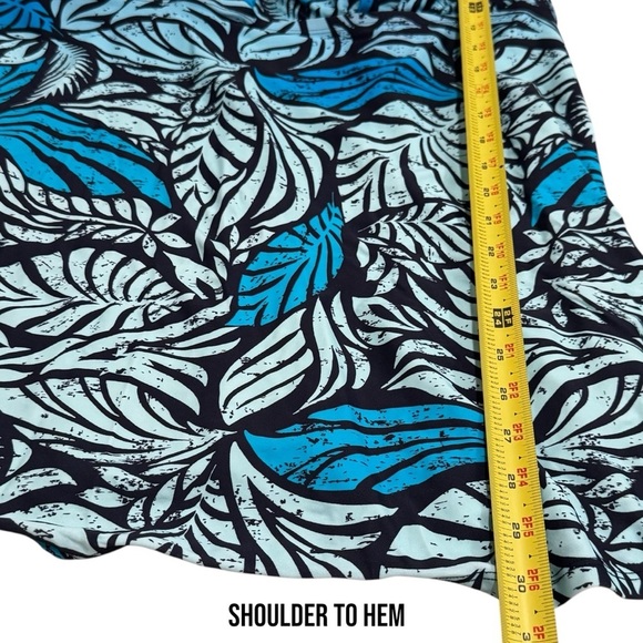 Swimsuits for All Blue Leaves Printed V-Neck Swim Dress Vacation Resort Beach 22 - Picture 9 of 9
